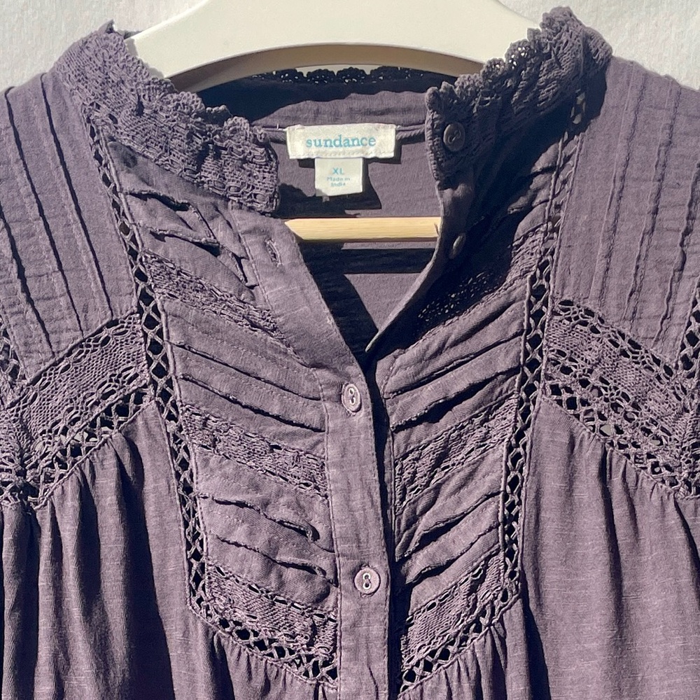 Sundance Brown/Violet Button-Up Blouse - Picture 4 of 8
